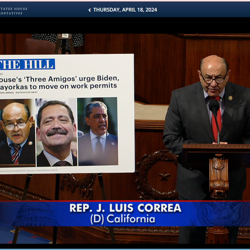 This image is of Rep. Correa's floor speech