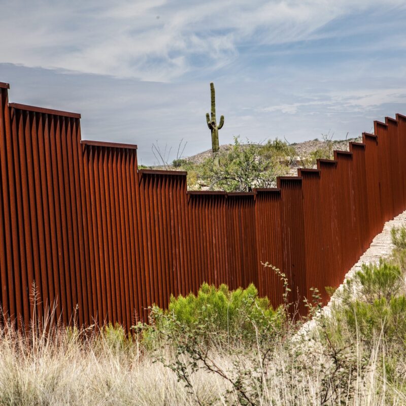 This image is of a border wall in Arizona