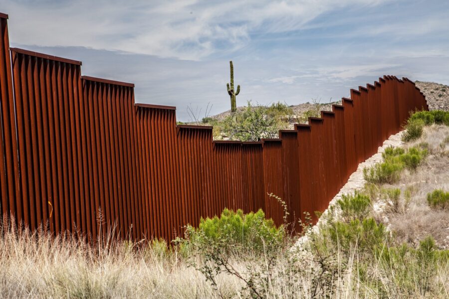This image is of a border wall in Arizona