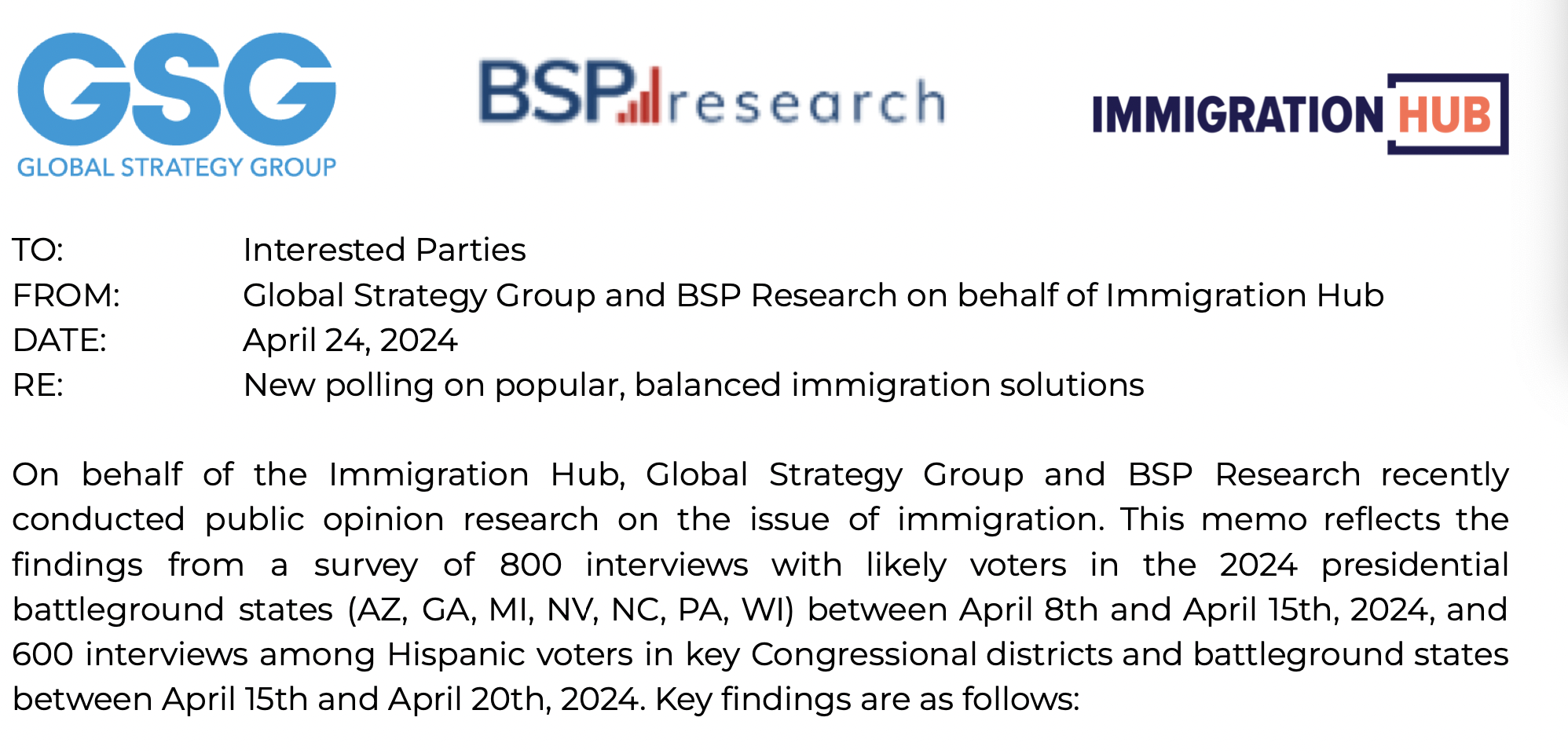 NEW BATTLEGROUND SURVEY: Voters Strongly Support Providing Long-Settled Undocumented Dreamers, Caregivers, and U.S. Citizen Spouses A Path to Citizenship, Oppose Trump Policies