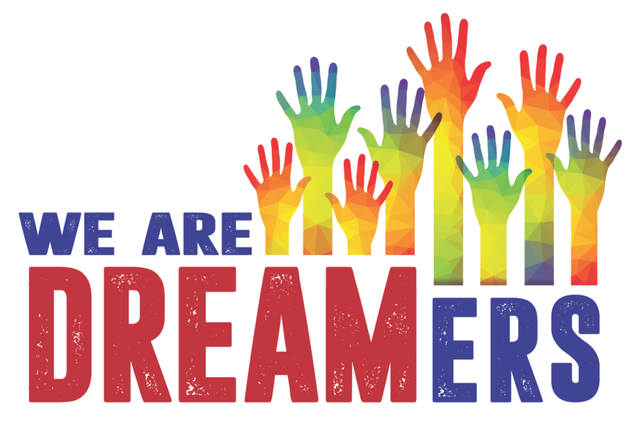 This image is of rainbow colored hands and it reads, "We Are Dreamers"