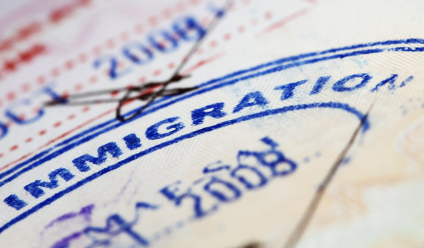 This image is of a stamp on paper that writes, "Immigration".